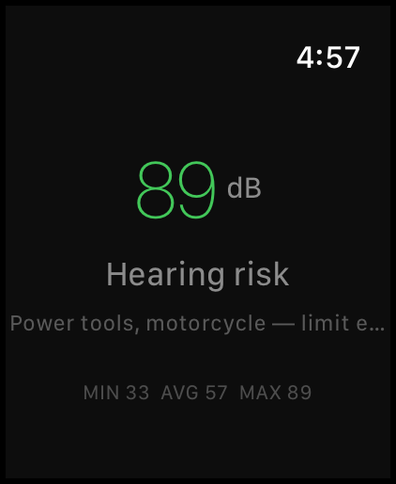 dB Meter &mdash; Apple Watch &mdash; 聴覚リスク (89 dB)